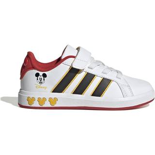 adidas Disney Mickey Mouse Grand Court sko til børn - Cloud White / Core Black / Bold Gold - 34