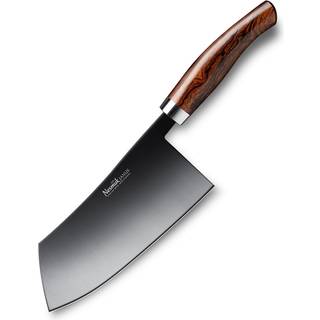 Nesmuk Janus Chinesisches Kochmesser 18 cm - Niobstahl mit DLC-Beschichtung - Griff Wüsteneisenholz - Braun