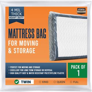 UTOPIA Hjemme Madraspose til flytning af dobbelt st?rrelse (pakke med 1) 4 mil tyk madrasopbevaringspose Plastmadrasovertr?k passer til madrasser