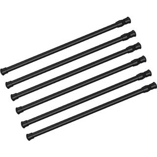 6 stk. Spring spænding gardinstang 21-38 inches Justerbar udvideligt tryk Sort gardinspændingsstænger til køkken badeværelse vindue hjem