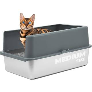 IPRIMIO - Rustfrit st?l lukket kuldekasse til katte - let at reng?re - Inkluderer h?jsidet kuldkasse scooper til ekstra beskyttelsesbeskyttelse