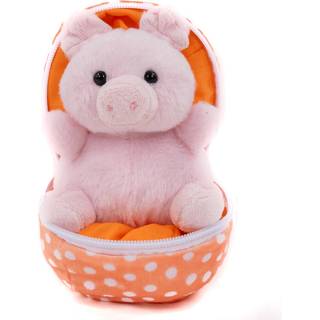 Plushland Plush Fyldt dyr 6 tommer Surprise Zip Up Egg Hideaway Spring Inspireret gave til piger og drenge f?dselsdagsmors dag (gris)