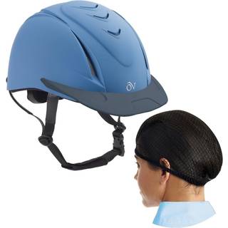 OVATION Deluxe Schooler Blue XXS/XS hjelm med Deluxe PK/2 sort One Size h?rnet