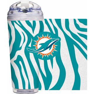 Rico Industries NFL Miami Dolphins Glitter 24oz akryl tumbler med h?ngslet l?g