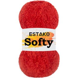 Estako Softy 100% polyester fluffy blød tyk voluminøs vægt #5 garn til hækling og strik 3,52 oz (100 gr) 98 yds (90 m) (9540 - rød)