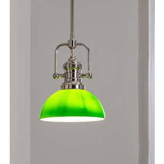 Hængelampe Platino, sølv/grøn, glas, 1 lyskilde, E27 Platino Jupiter, dæmpbar, Krom/sølv, Stue/spisestue, Metal