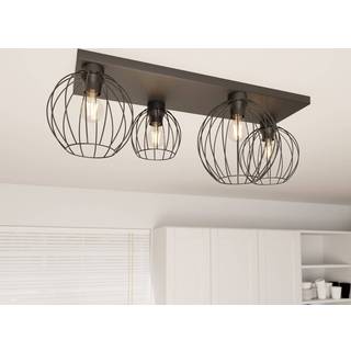 Loftlampe Nest, 4 lyskilder, 83 cm, sort, metal, E27