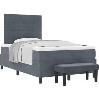 Box Spring Seng Med Madras Mørkegrå 120 X 200 Cm Fløjl