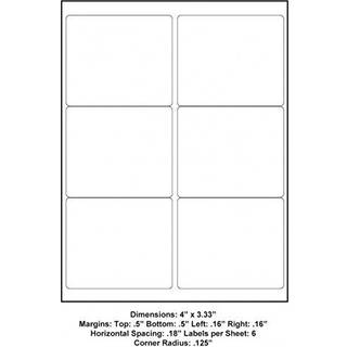 Generiske hvide selvklæbende etiketter 3.33 x 4 (Wordsize) Pack/100 ark (6 op 600 etiketter)