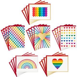 Hallmark Blank Cards Sortment Rainbow Hearts (24 kort med konvolutter)