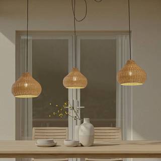 Lucande udendørs hængelampe Taniola, 3 lyskilder, beige, rattan, IP44