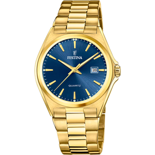 Festina Classic herreur i guldfarvet med blå urskive