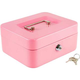 Kyodoled Medium Cash Box med pengebakke Lille pengeskabsl?s med n?gleskuffe 7,87""""x 6,30""""x 3,54"""" Pink