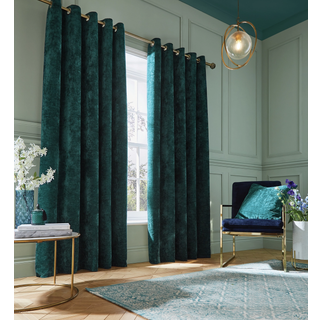 Hyperion Hyperion Teal Blue Selene Luxury Chenille Weighted Thermal Lined Eyelet Curtains