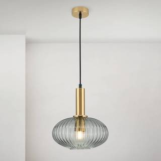 Carneval pendellampe, antik messing/røggrå, Ø 25 cm, glas