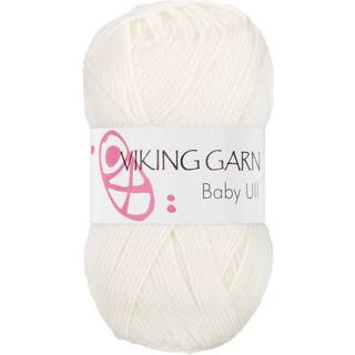 Viking Baby Ull 300 Hvid Indhold: 100% Merino Superwash uld Vægt/længde: 50 g = ca. 175 meter Anbefalede pinde: 3 mm Strikkefasthed: 10 cm = 28 m Finvask, max 40°C / Brug aldrig skyllemiddel / Tørres fladt.