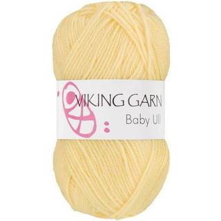 Viking Baby Ull 342 Lys gul Indhold: 100% Merino Superwash uld Vægt/længde: 50 g = ca. 175 meter Anbefalede pinde: 3 mm Strikkefasthed: 10 cm = 28 m Finvask, max 40°C / Brug aldrig skyllemiddel / Tørres fladt.