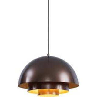 Skandinavisk pendellampe mørk bronze med guldinteriør - Loes