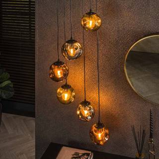 Hængelampe Stellar, guld/sølv/kobber, Ø 50 cm, glas 6 lyskilder.