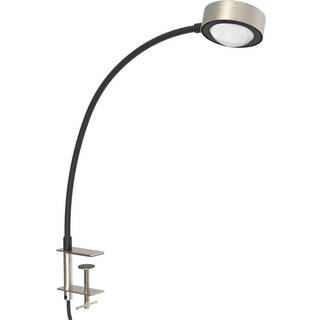 LIGHTME Klemmelampe Powerlens Flex, Aluminium/grå/zink, Arbejdsværelse, Metal, Moderne, Læselampe