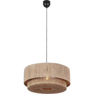 Japandi pendellampe sort med brunt reb 60 cm - Smilla