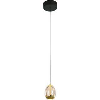 Golden Egg hængelampe, rav/guld, Ø 13 cm, glas/metal