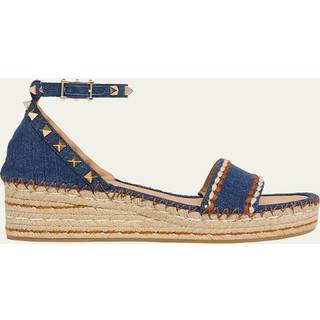 Valentino Garavani Rockstud Double denim espadrille sandals - blue - EU 36