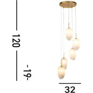 Rocky pendellampe, 5 lyskilder, rund, messingfarvet, stål, glas