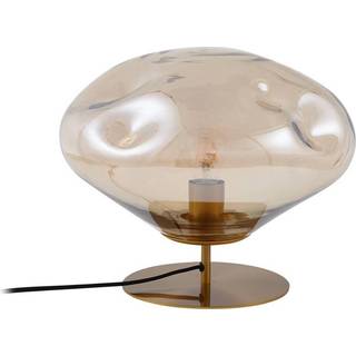 Lindby bordlampe Lelia, rav, glas, metal, Ø 35 cm