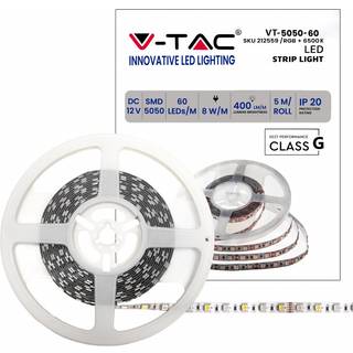 60 LED Stripelys 5W/m S-form - 3000K, 12V, IP20, 5m/rulle - Kulør : Varm