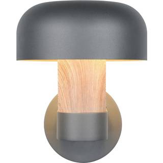Udendørs væglampe Fraser, grå/trælook, aluminium, IP54, E27