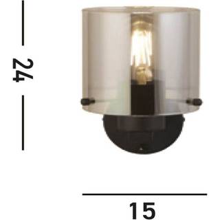 Væglampe Sweden, sort/røggrå, 1 lyskilde, stål, glas
