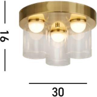 LED-loftlampe Highball, messingfarvet, IP44, glas