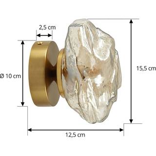 Lindby væglampe Piatra, rav/messing, glas, Ø 16 cm, G9