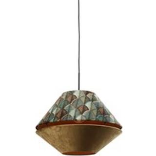 Pendellampe sort med dobbelt fløjlslampeskærm blad design og beige - Combi 1