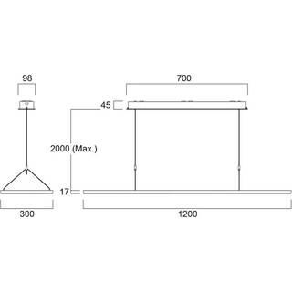 Sylvania LED-pendellampe Areum, 120 x 30 cm, 840, DALI