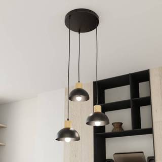 Seco pendellampe, Ø 30 cm, sort, metal/træ, 3 lyskilder.