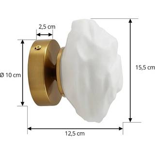 Lindby væglampe Piatra, opal/messing, glas, Ø 16 cm, G9