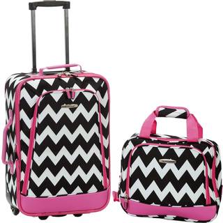 Rockland Fashion Softside Upright Bagage Set Expandable Pink Chevron 2-Piece (14/19)