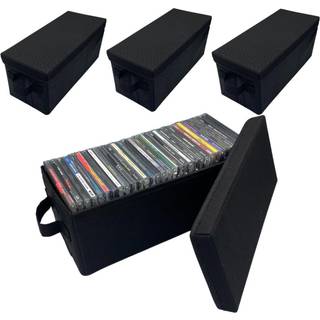 Evelots CD -opbevaringsbokse (4 Pack) Holdbar CD -sag Arrangør med låg Disc Container Set holder op til 128 CDS Black
