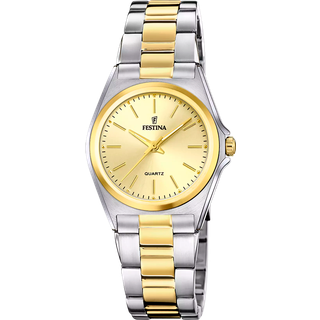 Festina Classic dameur i tofarvet stål med guldfarvet urskive