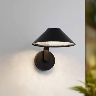 Lindby LED-væglampe Capelo, sort, aluminium, Ø20cm