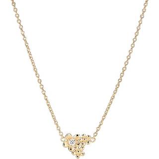 Lund Copenhagen halskæde i 8 kt guld med diamant i blomstervedhæng
