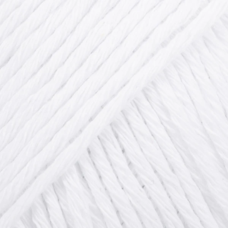 DROPS Cotton Light 02 Hvid (Uni Colour) Indhold: 50% Bomuld, 50% Polyester Garngruppe: B (20 - 22 masker) / 8 ply / DK / worsted Vægt/længde: 50 g = ca. 105 meter Anbefalede pinde: 4 mm Strikkefasthed: 10 x 10 cm = 21 m x 28 p Finvask 40º / Tørres fladt.