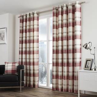 Fusion Fusion Red Balmoral Check Eyelet Curtains