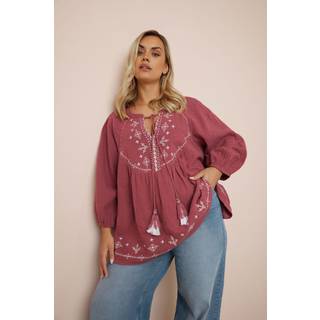 Yours Curve Yours Curve Red Cheesecloth 100% Cotton Blouse