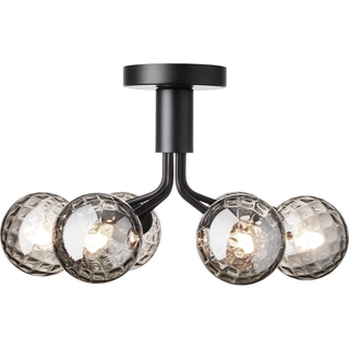 Apiales 6 Ceiling lysekrone, satin black / optic smoked • NUURA