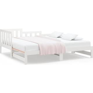 Daybed Med Udtræk 2X(80X200) Cm Massivt Fyrretræ - Hvid / 90 x 190 cm