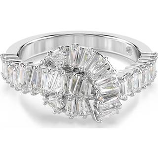 Matrix Ring, Baguette-Schliff, Knoten, Weiß, Rhodiniert