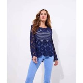 Joe Browns Joe Browns Blue Long Sleeve Crochet 100% Cotton Jumper